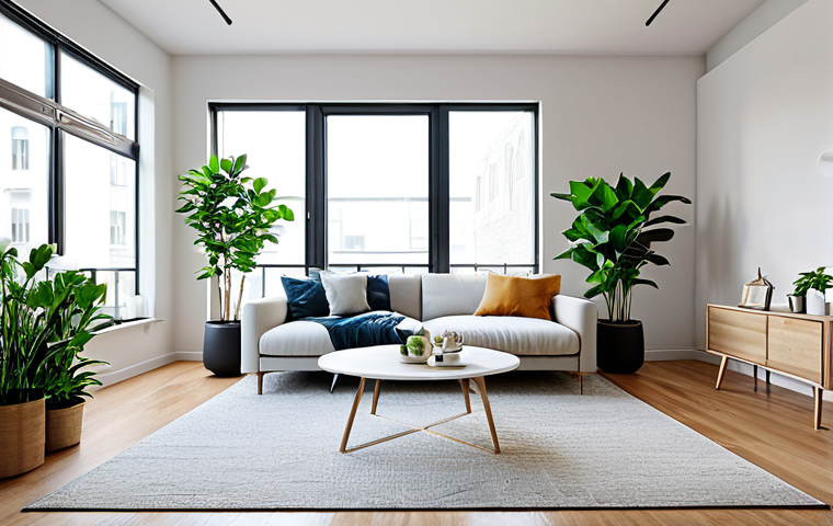 Modern Apartment Transformation**

"A bright and airy living room in a transformed modern apartment, featuring minimalist furniture, a textured rug, and strategically placed indoor plants, fully clothed, professional, appropriate content, safe for work, perfect anatomy, correct proportions, natural pose, professional photography, high quality, modest decor, ample natural light, showcasing before-and-after comparison subtly blended, clean design."

**