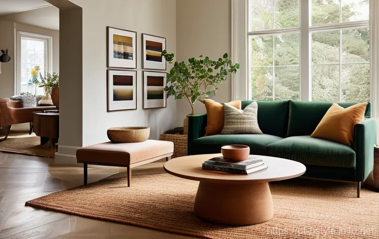 홈스타일리스트 이직 성공 사례 - **Prompt:** A cozy and elegantly styled living room, bathed in warm, soft natural light. The space f...