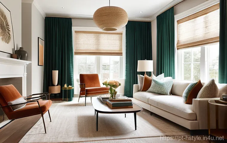 홈스타일링 실습 팁 - **A Harmonious Living Space with Thoughtful Lighting and Color.**
    A bright and inviting living r...